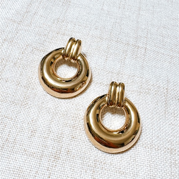 Gold hoop earrings N462 - Picture 3 of 5